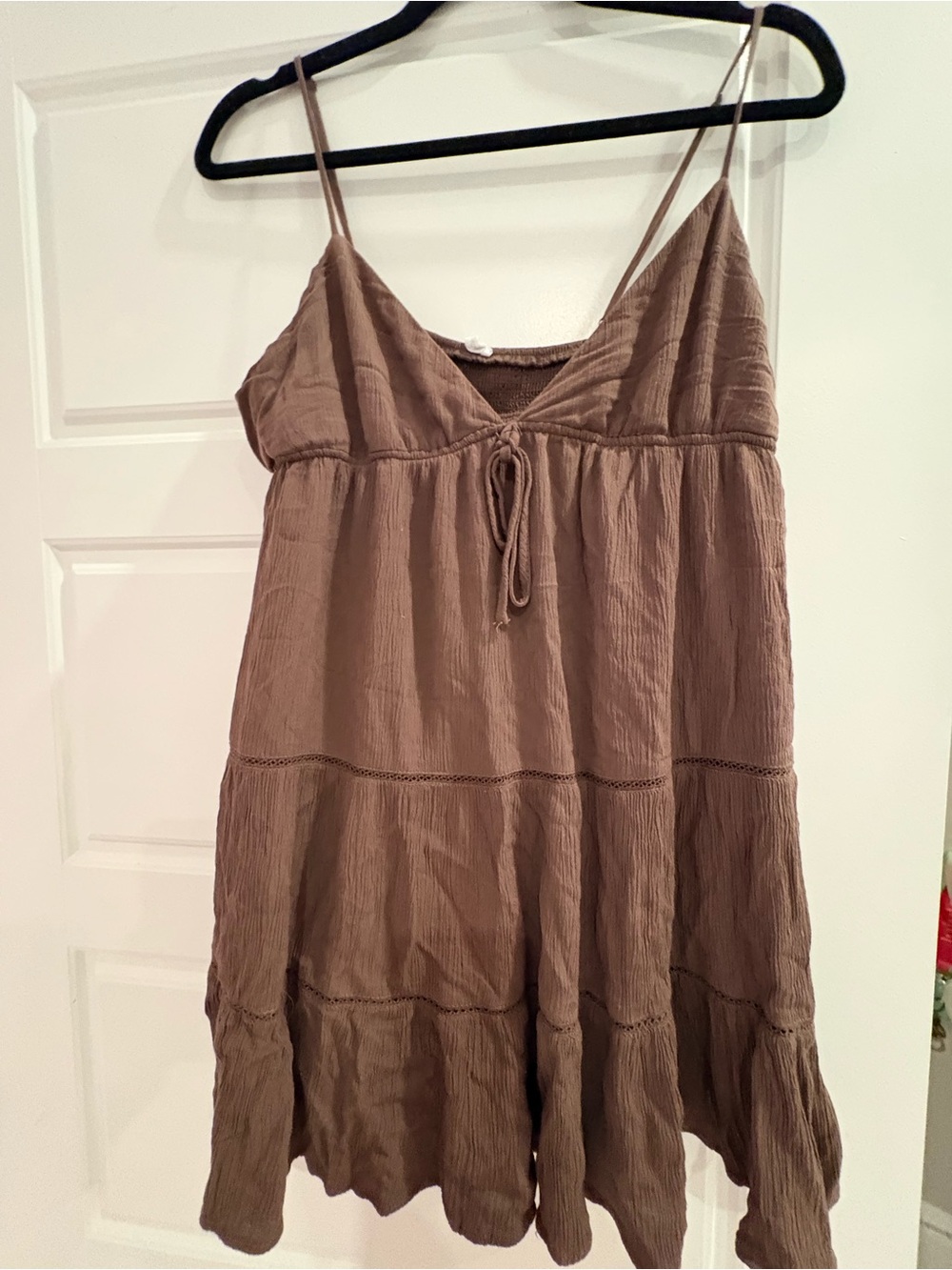 Garage Brown Tiered Spaghetti Strap Dress
